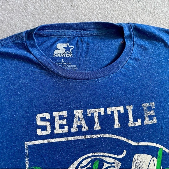 Starter Seattle Seahawks NFL Men’s T-Shirt Blue Size Large Short Sleeve - Picture 2 of 7